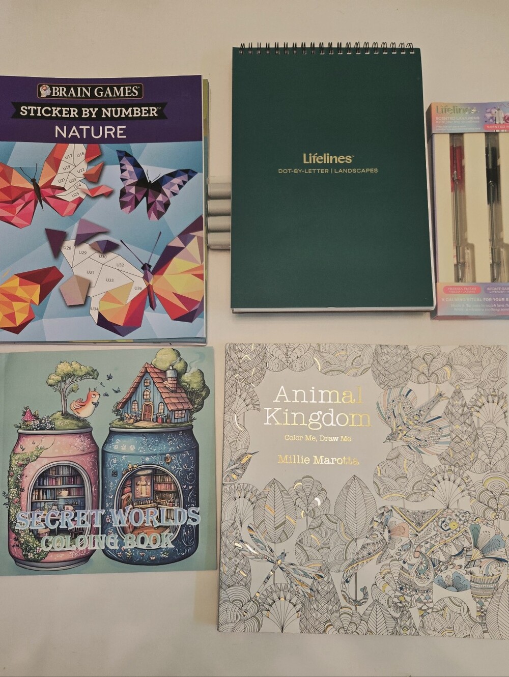 New-Activity Books, Analog Bag, Lifelines Dot BY Letter, Pens, Coloring Book